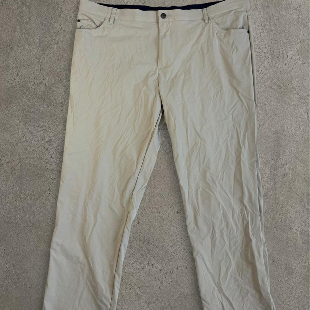 Adidas Primegreen Mens Tan Golf Pants 42x32 Sportswear Trousers